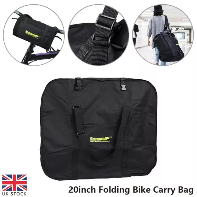 20 Inch Folding Bike Bicycle Carrier Bag Carry Transport Travel Pouch Case Black