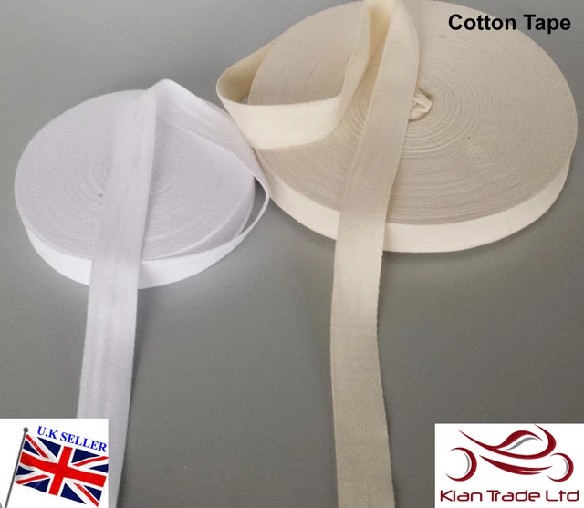 32MM (3.2cm) Large Blanc, Naturel Sangle Coton Tablier à Chevrons Bruant Bande