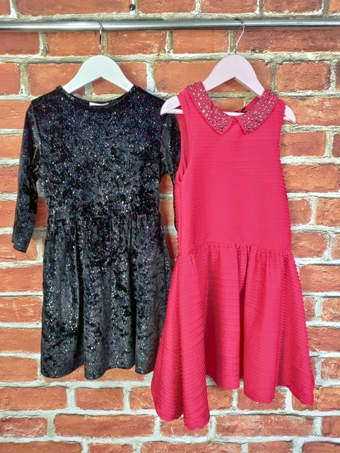 Pacchetto Ragazze Età 6-7 Anni Next Matalan Abito Da Festa Spaskle Occasione Bambini 122Cm