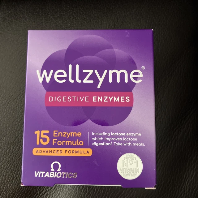VITABIOTICS WELLZYME ADVANCED 15 Digestive Enzymes 60 Capsules Fast