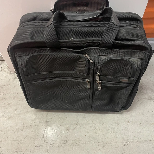 TUMI Alpha Deluxe Expandable Wheeled Rolling Briefcase Black Travel Bag #26103D4