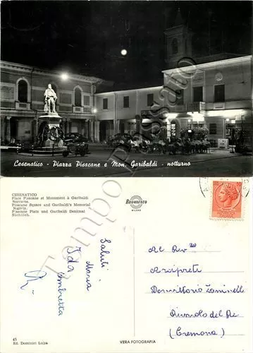 Cartolina di Cesenatico, monumento a Garibaldi - Forlì Cesena