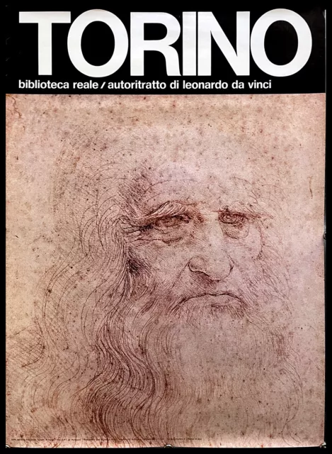 1970ca * Manifesto, Poster Arte " LEONARDO DA VINCI - Autoritratto - Torino Bibl