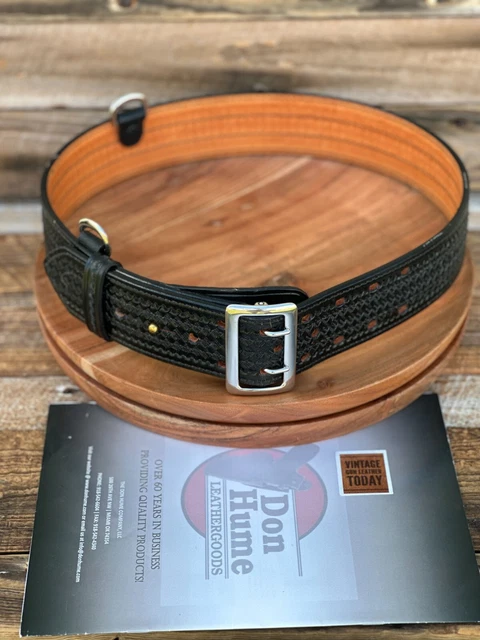Don Hume 40 Black Basket Leather 2 1/4" Duty Belt With Sam Browne Strap D Rings
