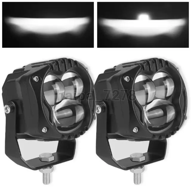 2PC 3" inch LED Work Light Pods Spot High Low Beam Fog Lamp Offroad Driving SUV
