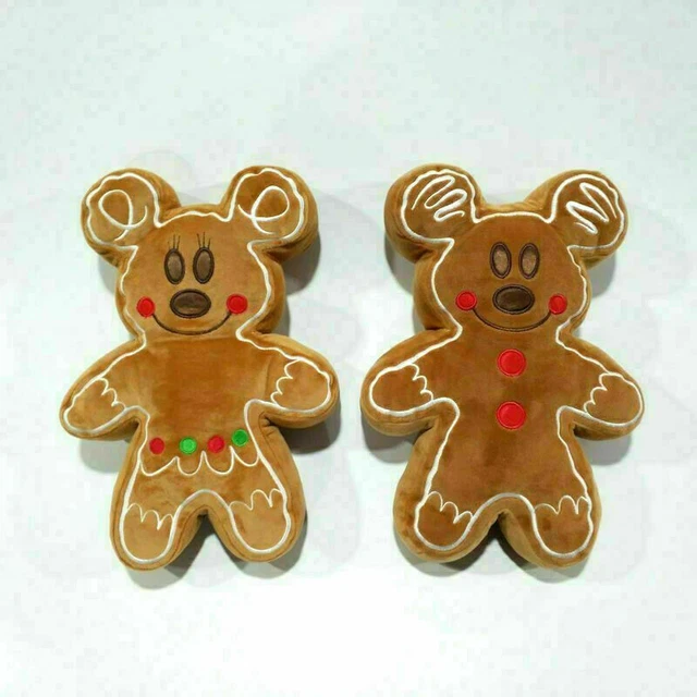 Disney Gingerbread Man Pillow Mickey Minnie Mouse Plush 12.5" Rare Soft 2022