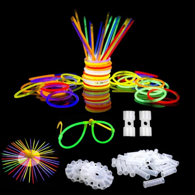 100/300 Glow Sticks Bulk Party Supplies -Glow in The Dark Fun Party Pack  with 8