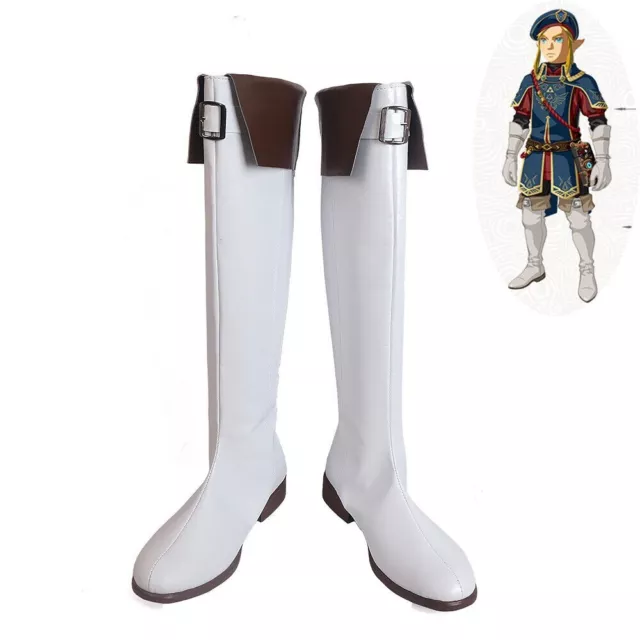 The Legend of Zelda Breath of the Wild Link Shoes Cosplay White Boots