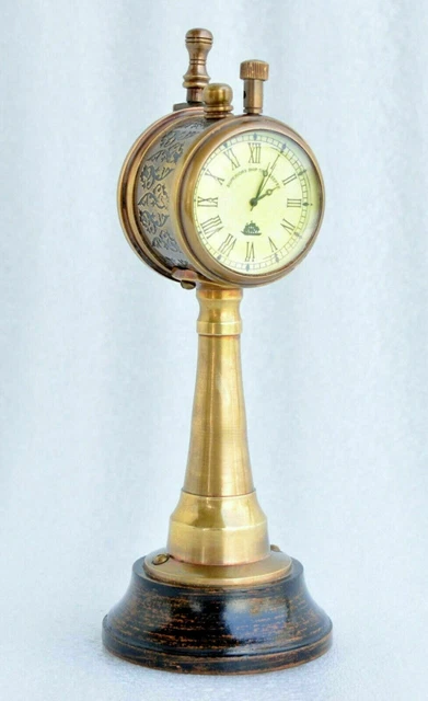 Antik Nautisch Messing Schiff Telegraph Mit Messing Maritim Uhr Tisch