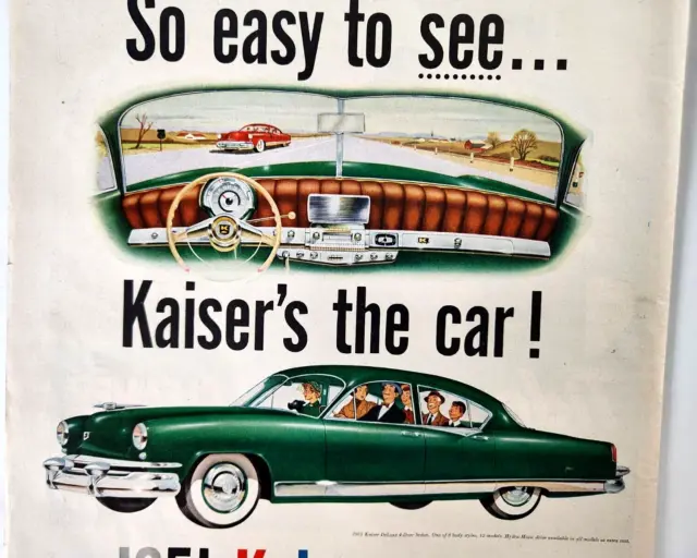 Kaiser DeLuxe Sedan Frazer Car Vintage 1951 Magazine Print Ad Automobile Auto