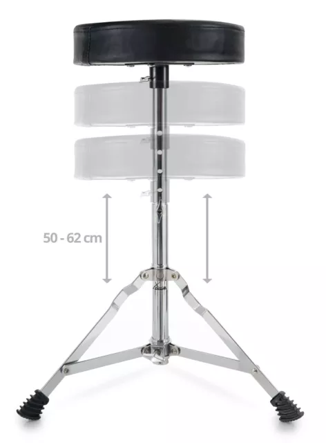 Beginner Schlagzeughocker Drummersitz Höhenverstellbar 50-64cm Runde Sitzfläche 3