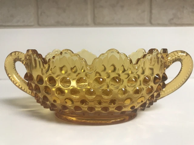 Fenton Hobnail Amber Open Sugar Bowl