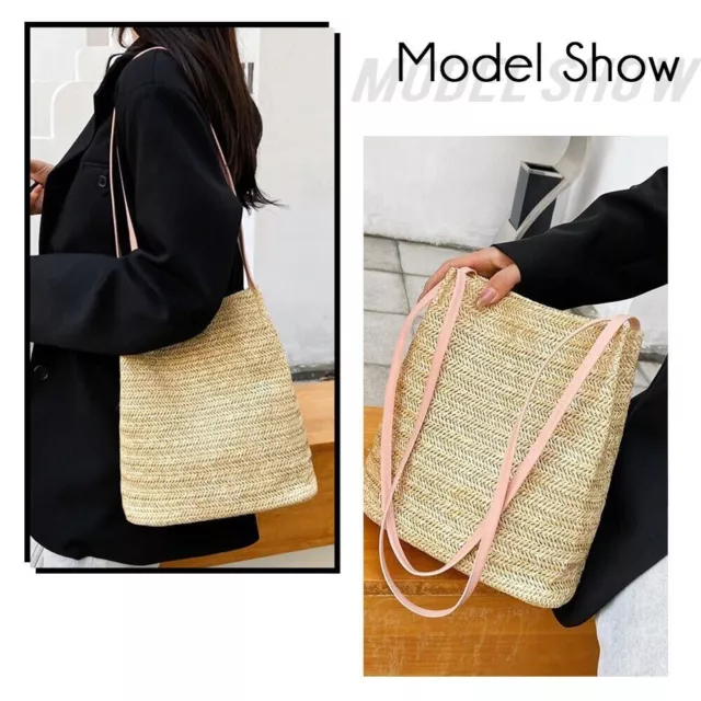 Straw Shopping Bags Crossbody Tote Bags Bucket Handbag Knitted Straw Satchel