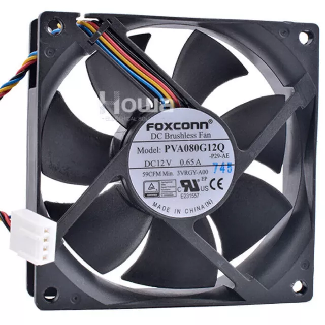 FOXCONN PVA080G12Q Fan 80*80*25mm 12V 0.65A 4Pin