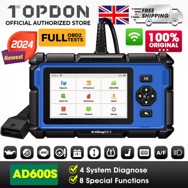 TOPDON ArtiDiag600S OBDll Code Reader Scanner Engine ABS SRS DPF Diagnostic Tool