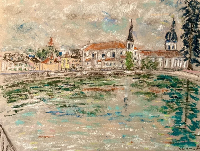 Peinture Pastel Impressionniste Rue En Prêle - Œuvre Originale Signée Bobdiyann, Paysage Pastel