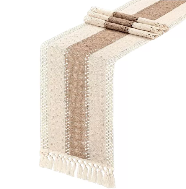 Macrame Table Runner Cotton Linen Crochet Boho Wedding Rustic Home Table Decor