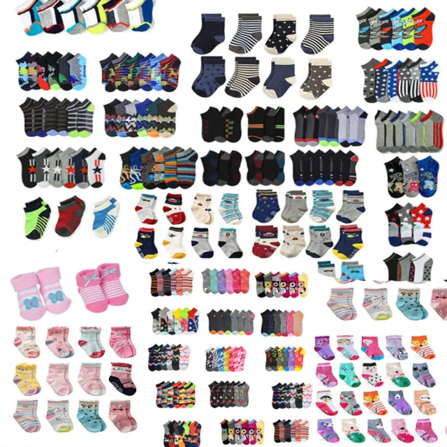 36 Pair Pack Lot Kids Children Ankle Low Cut Casual Multi Colors Socks Solid