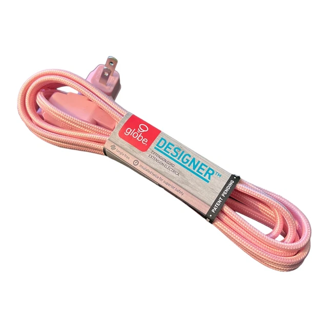 Cable de extensión de tela Globe Designer Series 9 ft 3 salidas polarizadas ángulo recto
