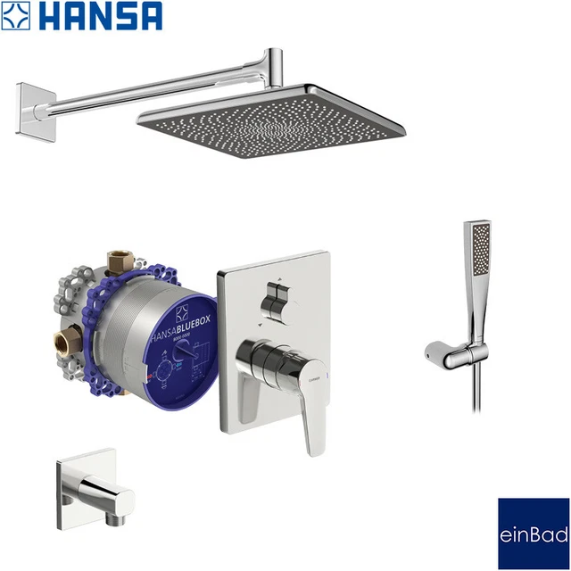 HANSA POLO REGENDUSCHE Brause Unterputz Duschsystem Kopfbrause Bluebox ...