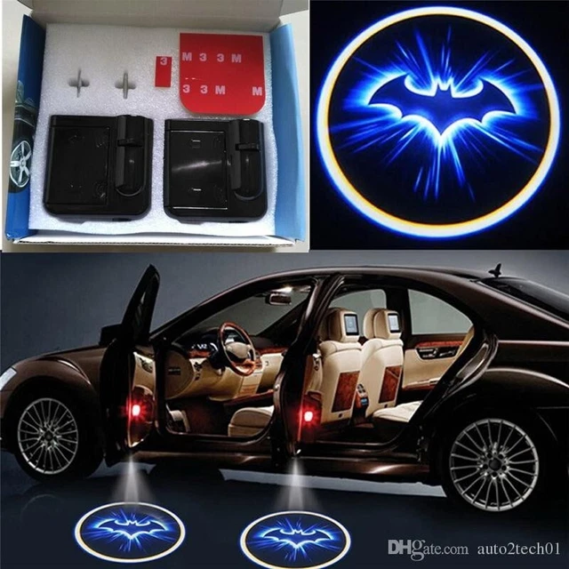 Led Sottoporta Sotto Porta Per Tutte Le Auto Con Logo Batman No Fili A Batteria