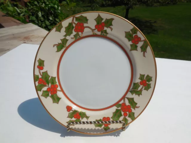 Fitz & Floyd "Christmas Holly" Pattern  7.5" Salad Plate Near Mint!