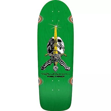 Powell Peralta OG Ray Rodriquez Skull & Sword 10in Green Stain Skateboard Deck- 2