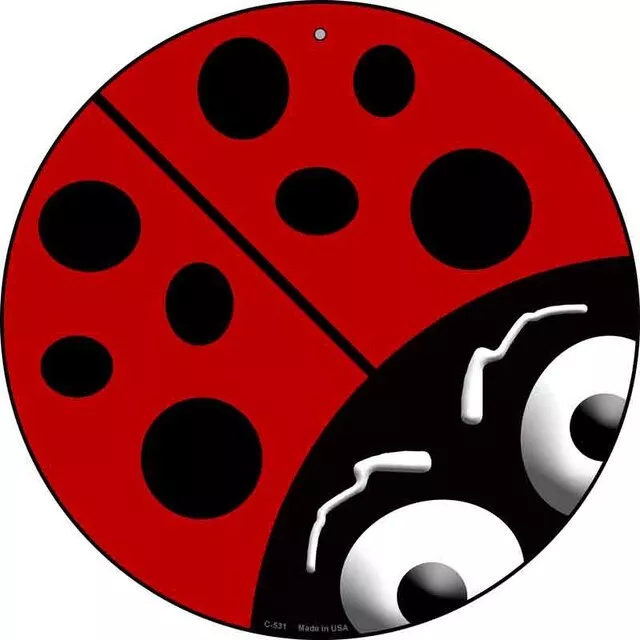 Lady Bug Novelty Round Circular Novelty Metal Sign 12" Home Garage Wall Decor