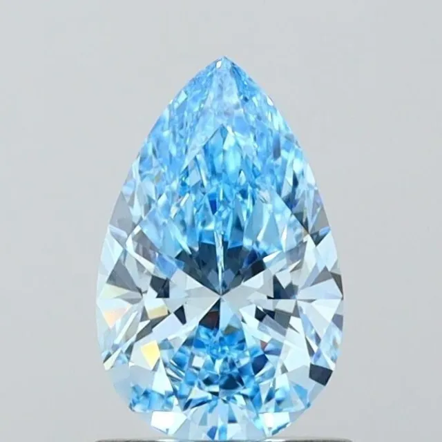 Diamant de couleur bleue cultivé en laboratoire certifié IGI, taille poire,...
