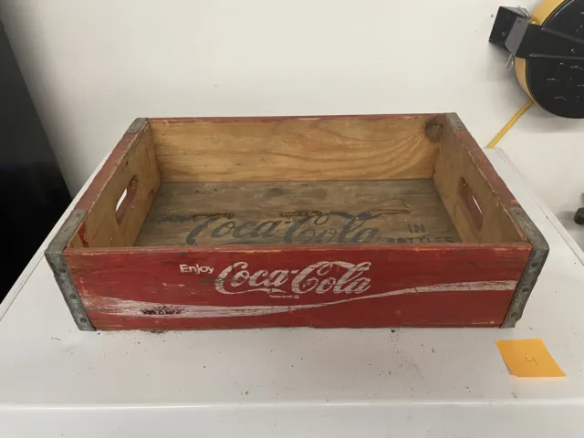 Wooden Red Coca Cola Coke Soda Pop Bottle Crate Carrier Case Open Box 4