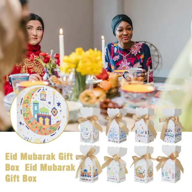 8/16pcs Eid Mubarak Gift Box Eid Mubarak Gift Box Cookie Boxes Goodie Bag P I1E0