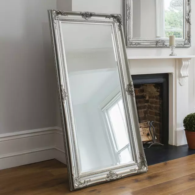 Highbury Extra Large Silver Full Length floor Wall hung Ornate Mirror 172 x 84cm