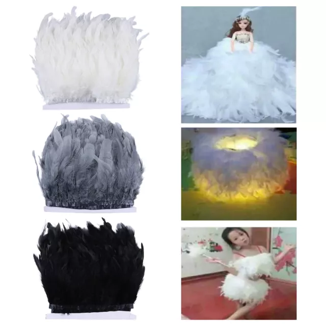 2 Yard Rooster Hackle Feather Hen Fringe Trim Craft Hat Dress Clothing Party