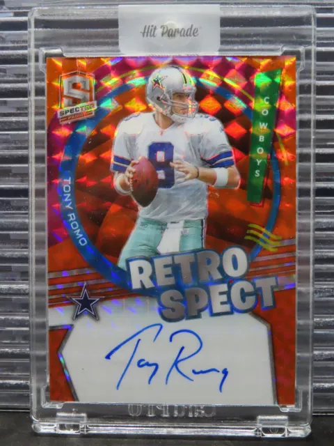 2022 Spectra Tony Romo Retrospect Neon Orange Prizm Auto #4/6 Cowboys