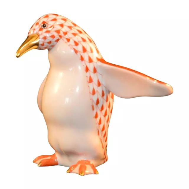 Herend Guild, Mother Penguin Porcelain Figurine, Rust, Flawless