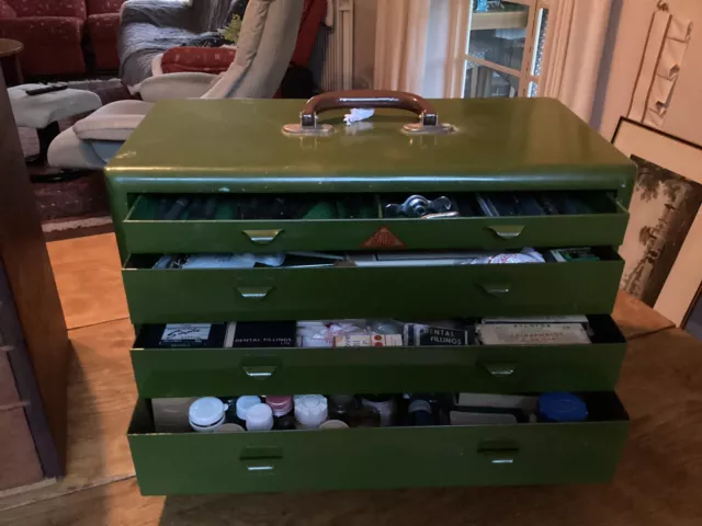 Vintage Collection Of Dentist Tools And Equipment In a Superb ADT Tool Chest