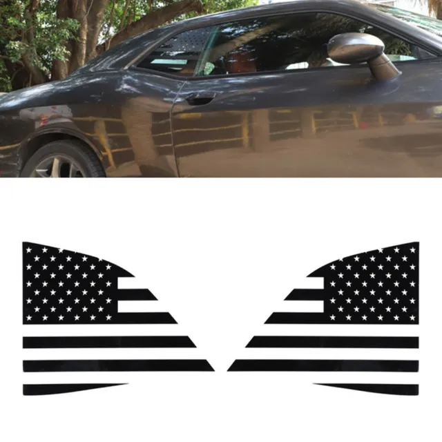 2Pcs American Flag Window Decal Stickers Trim Fit For 2008-2022 Dodge Challenger