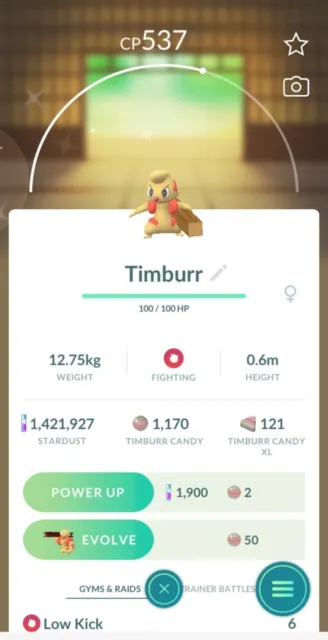 ✨Shiny registered Timburr - Pokemon Trade Go ✨