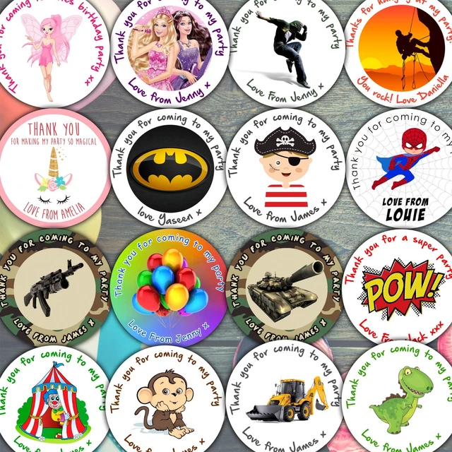 PERSONALISED BIRTHDAY PARTY Stickers for sweet cones. Fast and free