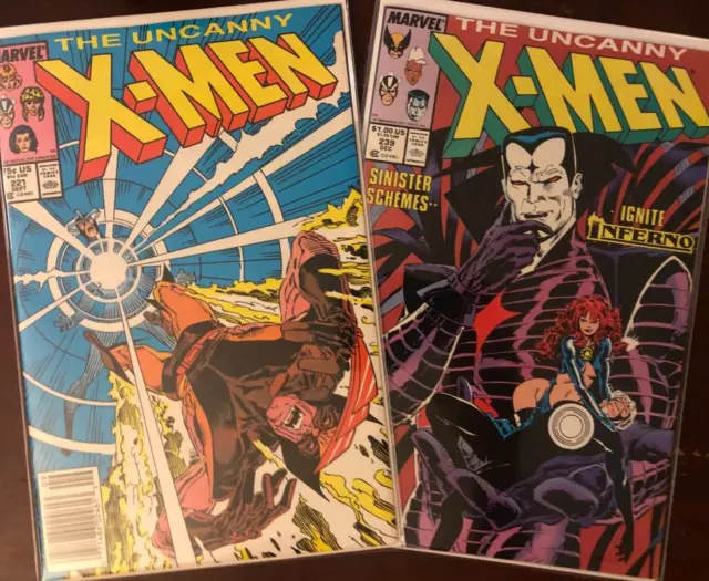 Vintage 1987 & 1988 UNCANNY X-MEN #221 & 239 LOT! KEYS! 1st & 2nd MR SINISTER!