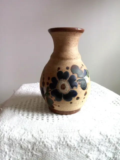 Vintage Pottery Vase Stoneware  Made in Mexico~ Artist signed