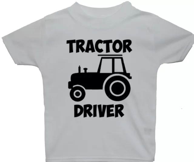 Tractor Driver Baby Children's T-Shirt Top 0-3M to 5-6Yrs Boy Girl Farmer Gift