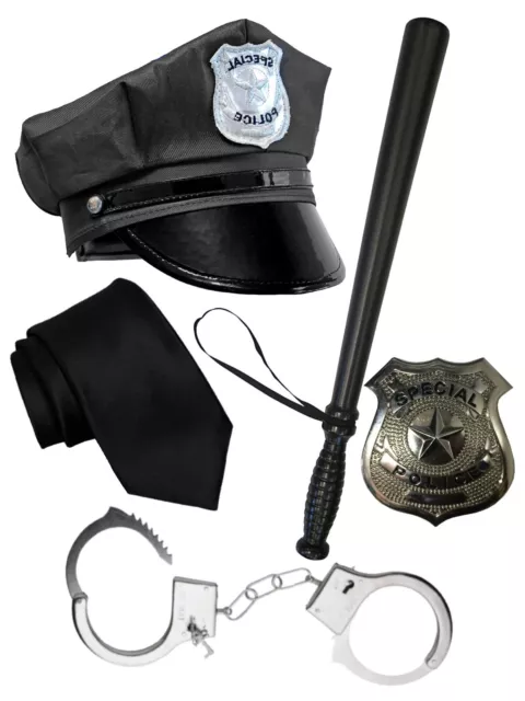 Adult American Police Uniform Costume Kit Cops & Robber Swat Fancy Dress Outfits