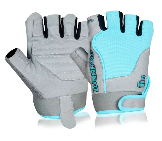 FINGER LESS WEIGHT LIFTING EXERCISE FITNESS GLOVES PADDED GYM TRAINING Unisex