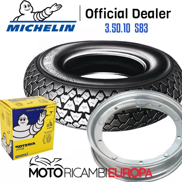 Cerchio Ruota Completa Con Copertone Michelin Gomma 3.50-10 + Camera Vespa