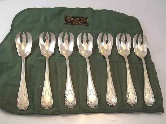 European Silver Plate Set Of 7 Ice Cream Forks Spoons Not Marked French ?