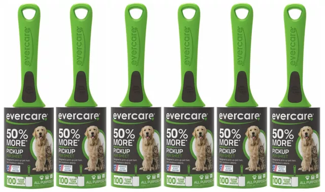 Evercare Pet Ergo Grip Extreme Stick Plus Lint Roller- 6 Pack - (600 Sheets)