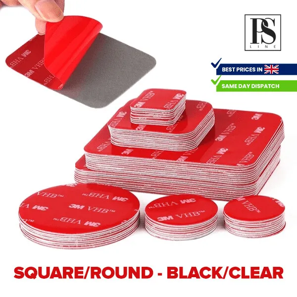 3M DOUBLE SIDED PADS Strong Heavy VHB Adhesive Mounting Tape Round Square UK