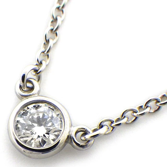 Tiffany & Co Necklace by the yard 1 point diamond PT950 Chain 16.3in Authentic
