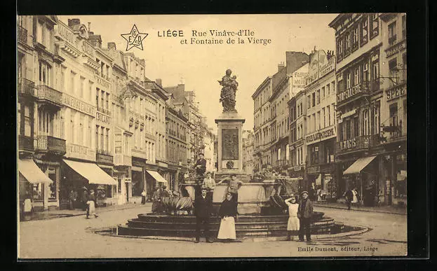 CPA Liége, Rue Vinavc-d´Ile et Fontaine de la Vierge